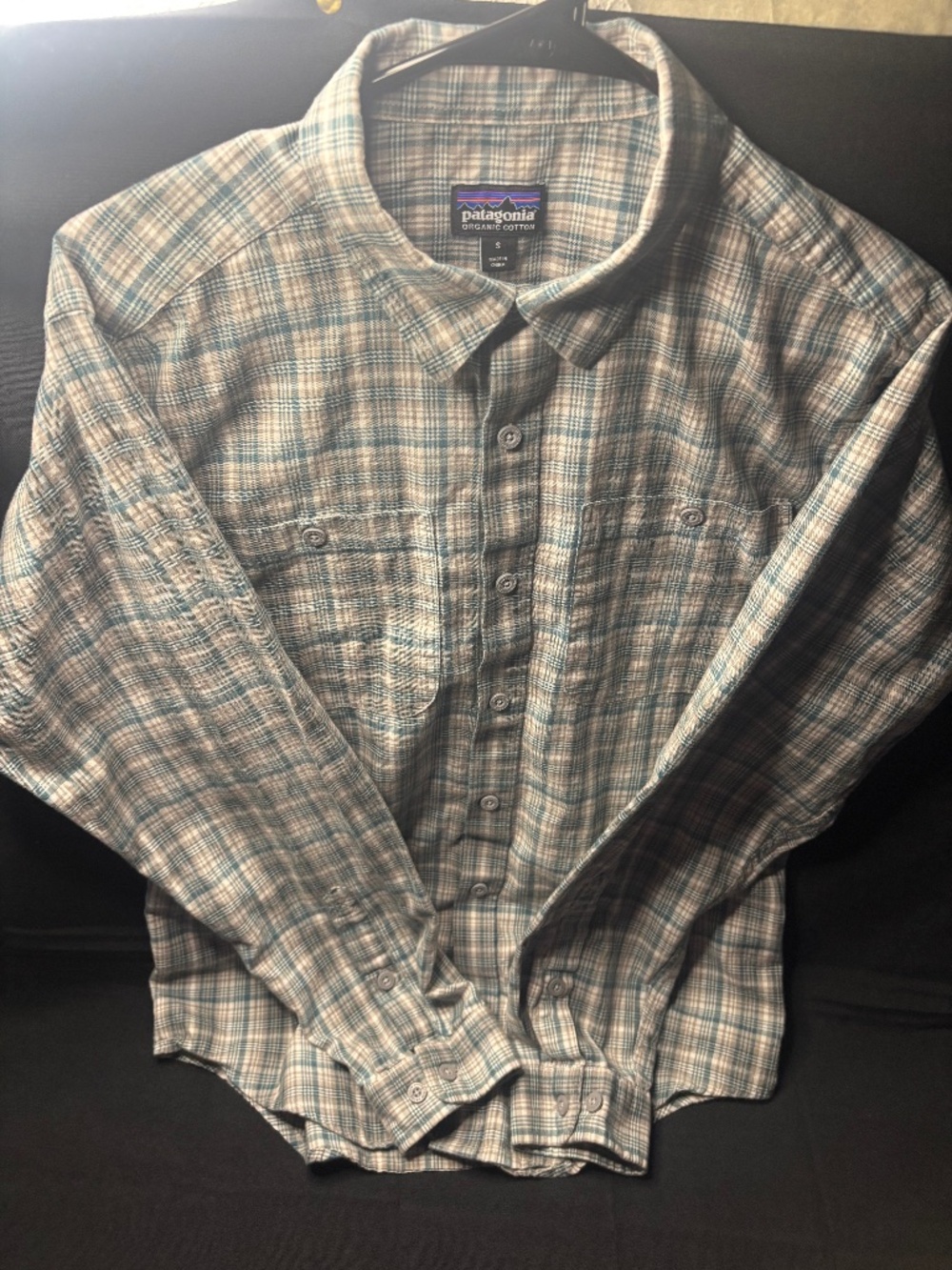 Patagonia Organic Cotton Plaid Button Up Shirt Men’s Small Green/Gray Long Sleev